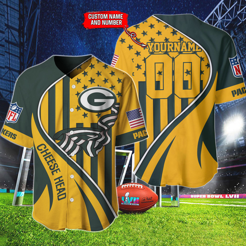 Green Bay Packers Personalized Baseball Jersey BG870