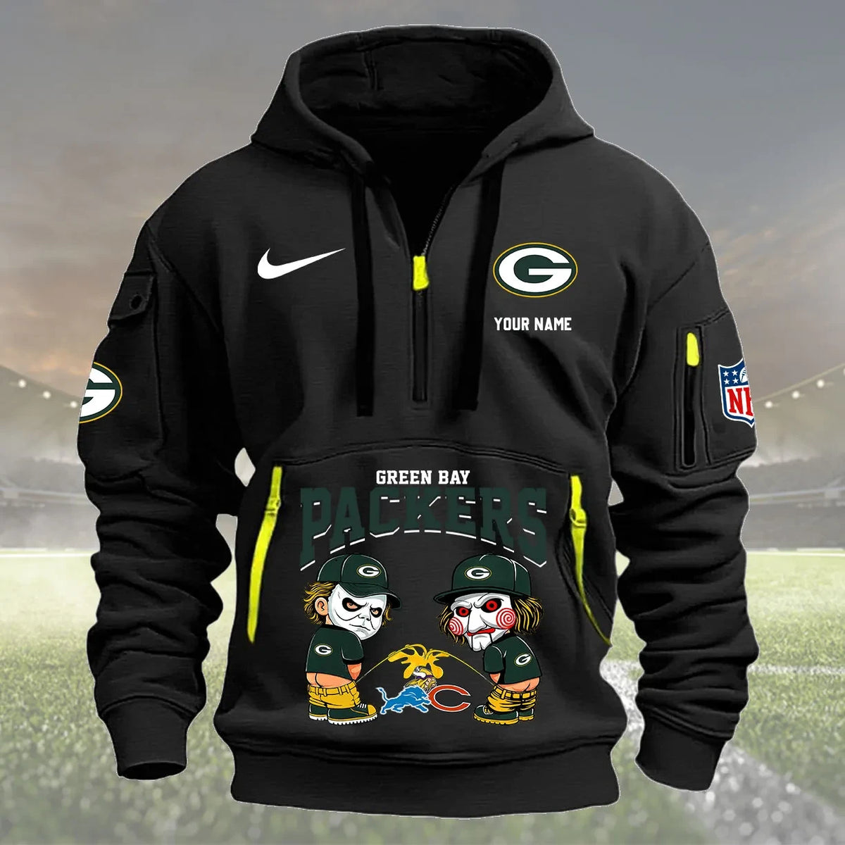 Green Bay Packers Personalized Quarter Zip Hoodie New Collection AZBTQZH000266