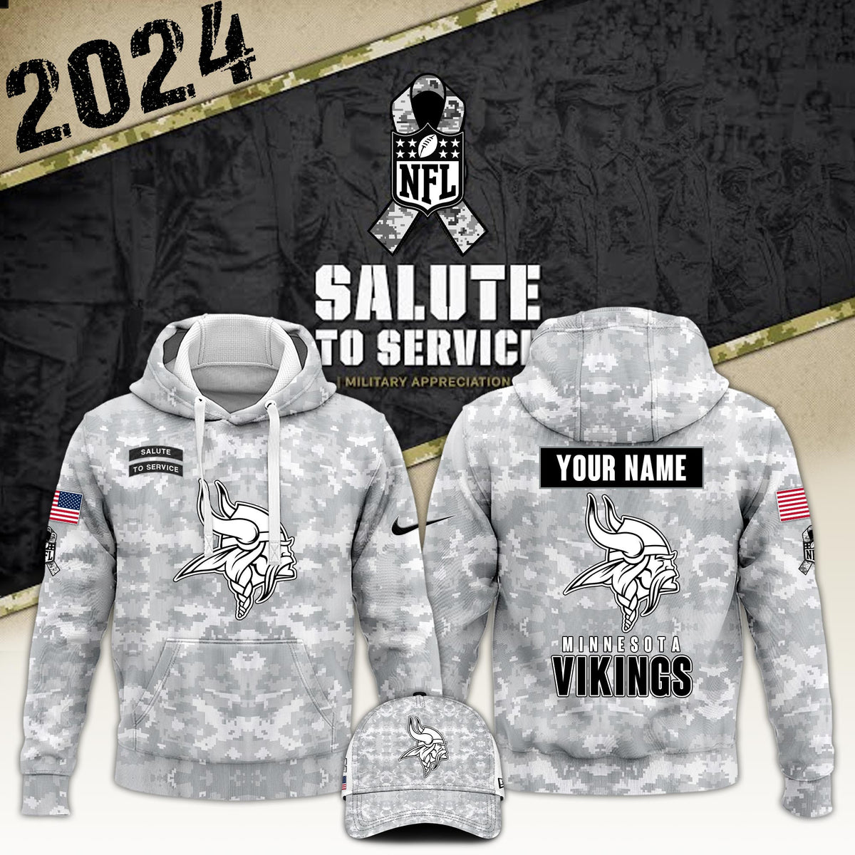 Minnesota Vikings Veterans Day Hoodie VTR3629