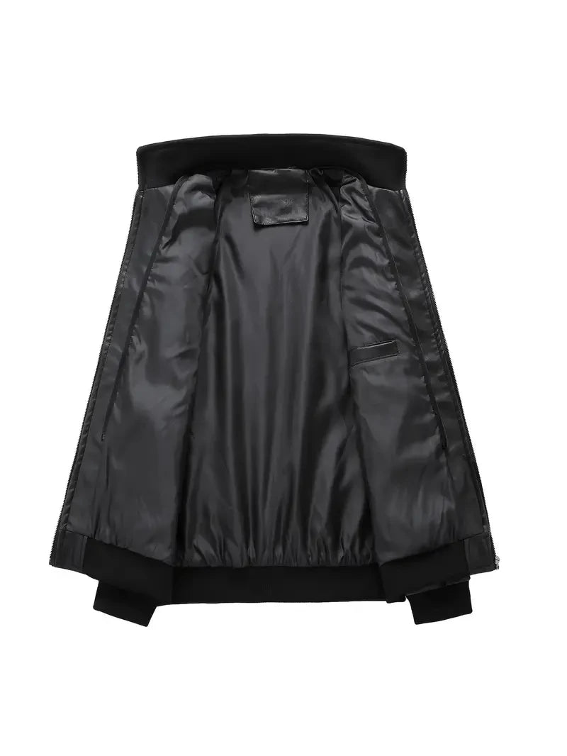 New Orleans Saints HVKC1254 - Premium & Ultra-Thick Leather Jacket with Fleece Hood
