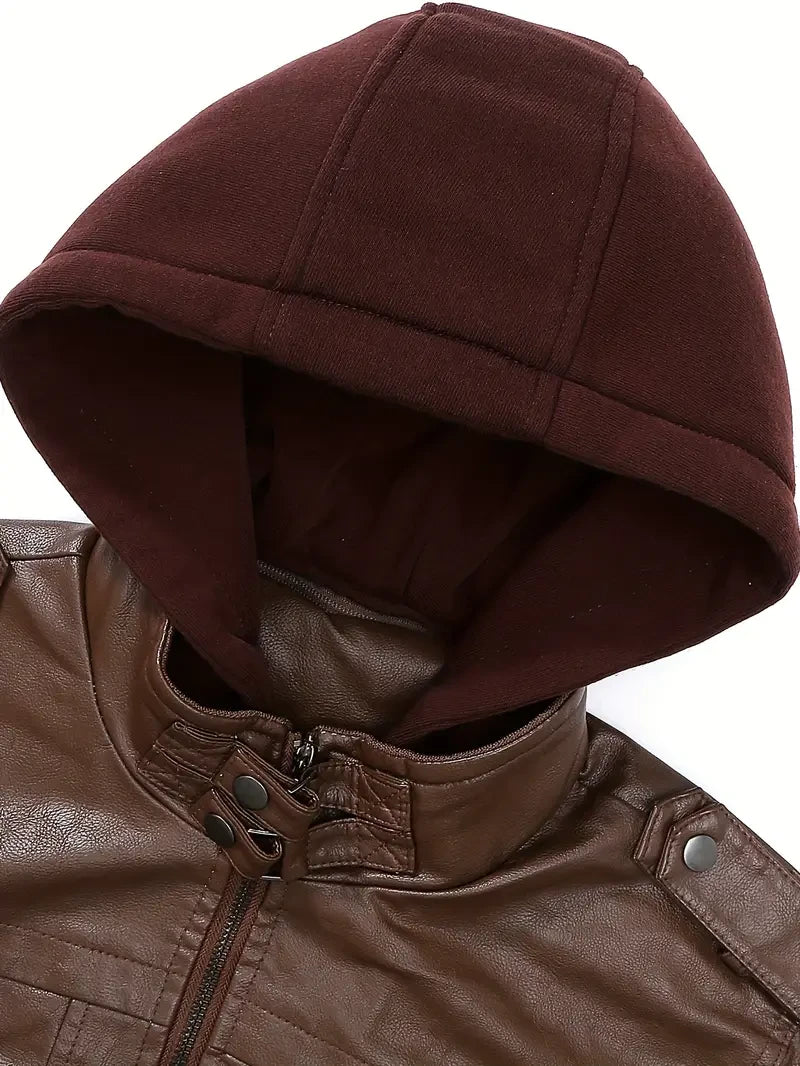Las Vegas Raiders Premium & Ultra-Thick Leather Jacket with Fleece Hood with Fleece Hood HVKC940 - Premium & Ultra-Thick Leather Jacket with Fleece Hood