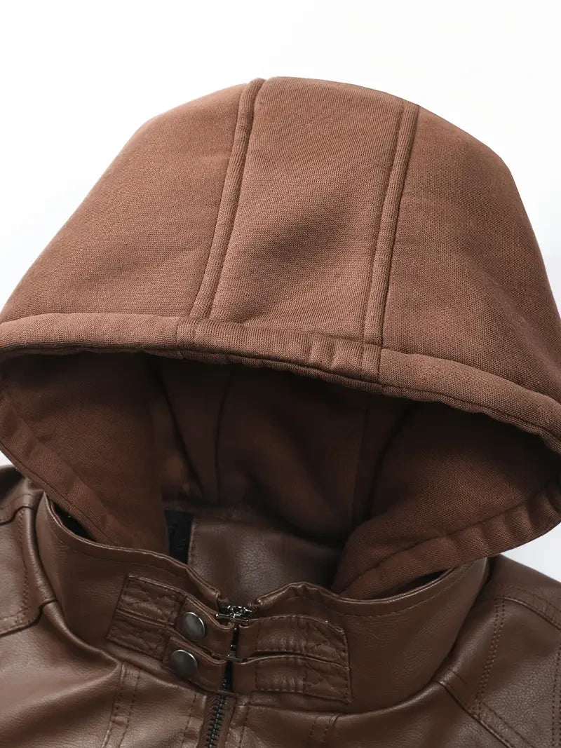 Premium & Ultra-Thick Leather Jacket with Fleece Hood - Tennessee Titans PHVKC031