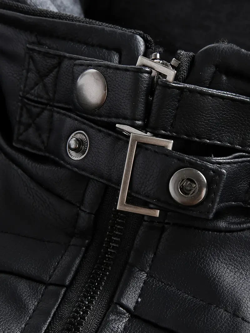 Premium & Ultra-Thick Leather Jacket with Fleece Hood - Detroit Lions PHVK8411