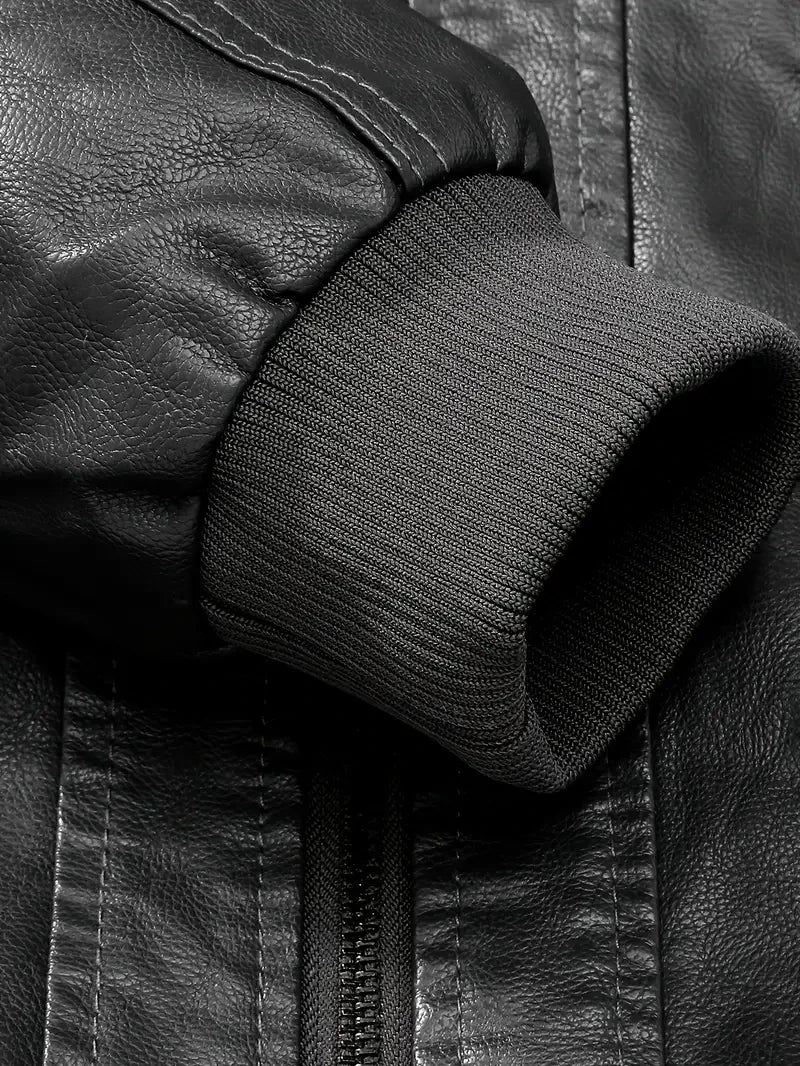 Premium & Ultra-Thick Leather Jacket with Fleece Hood - New York Giants VA2120