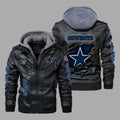 Premium & Ultra-Thick Leather Jacket with Fleece Hood - Dallas Cowboys PHVK8416