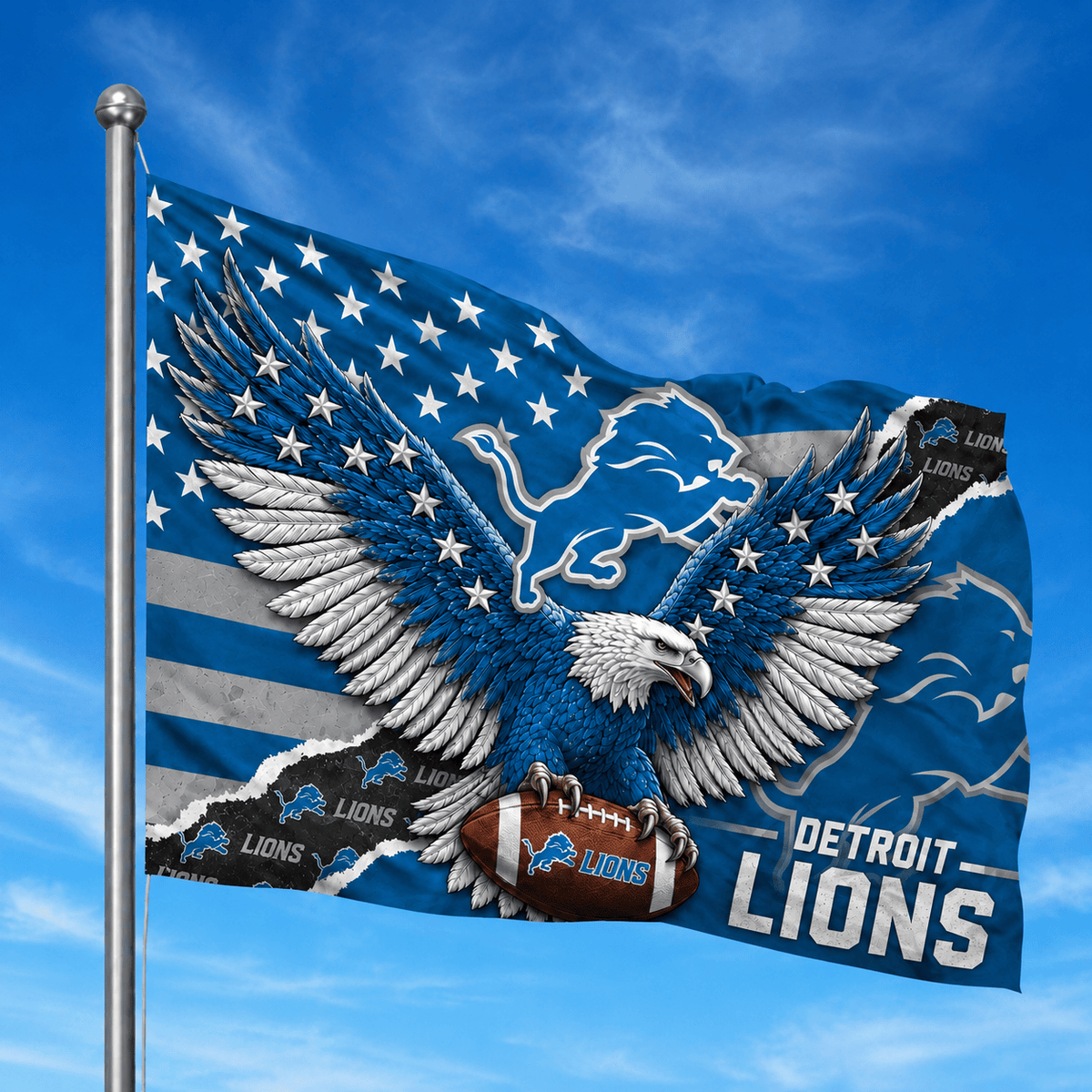 Detroit Lions - Flag-Custom Name VA4273