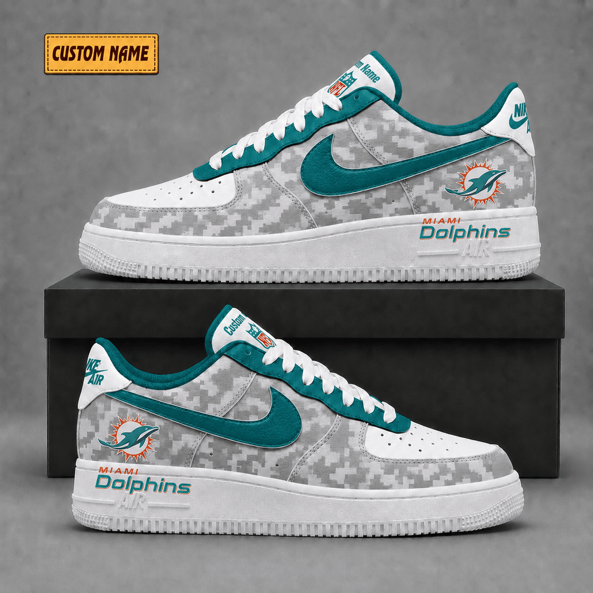 Miami Dolphins | Premium NFL Fear The Team AF1 Sneakers - VA36227