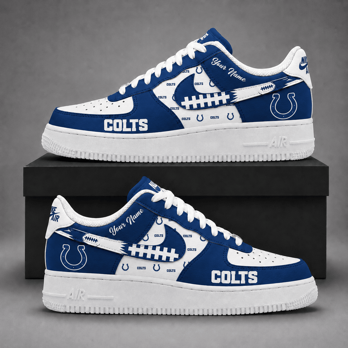 Indianapolis Colts | Premium NFL Fear The Team AF1 Sneakers Personalized - VA37416