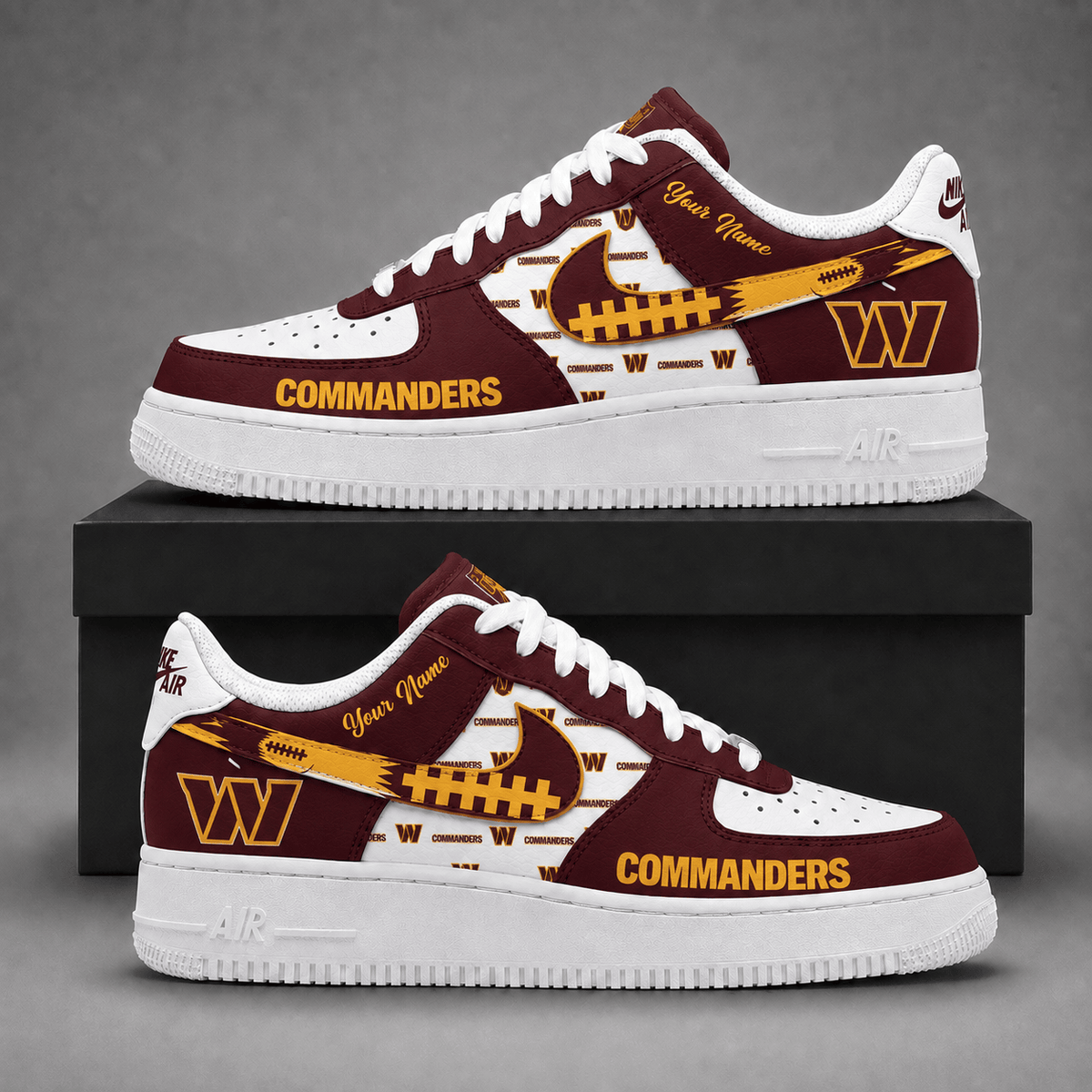 Washington Commanders | Premium NFL Fear The Team AF1 Sneakers Personalized - VA37434