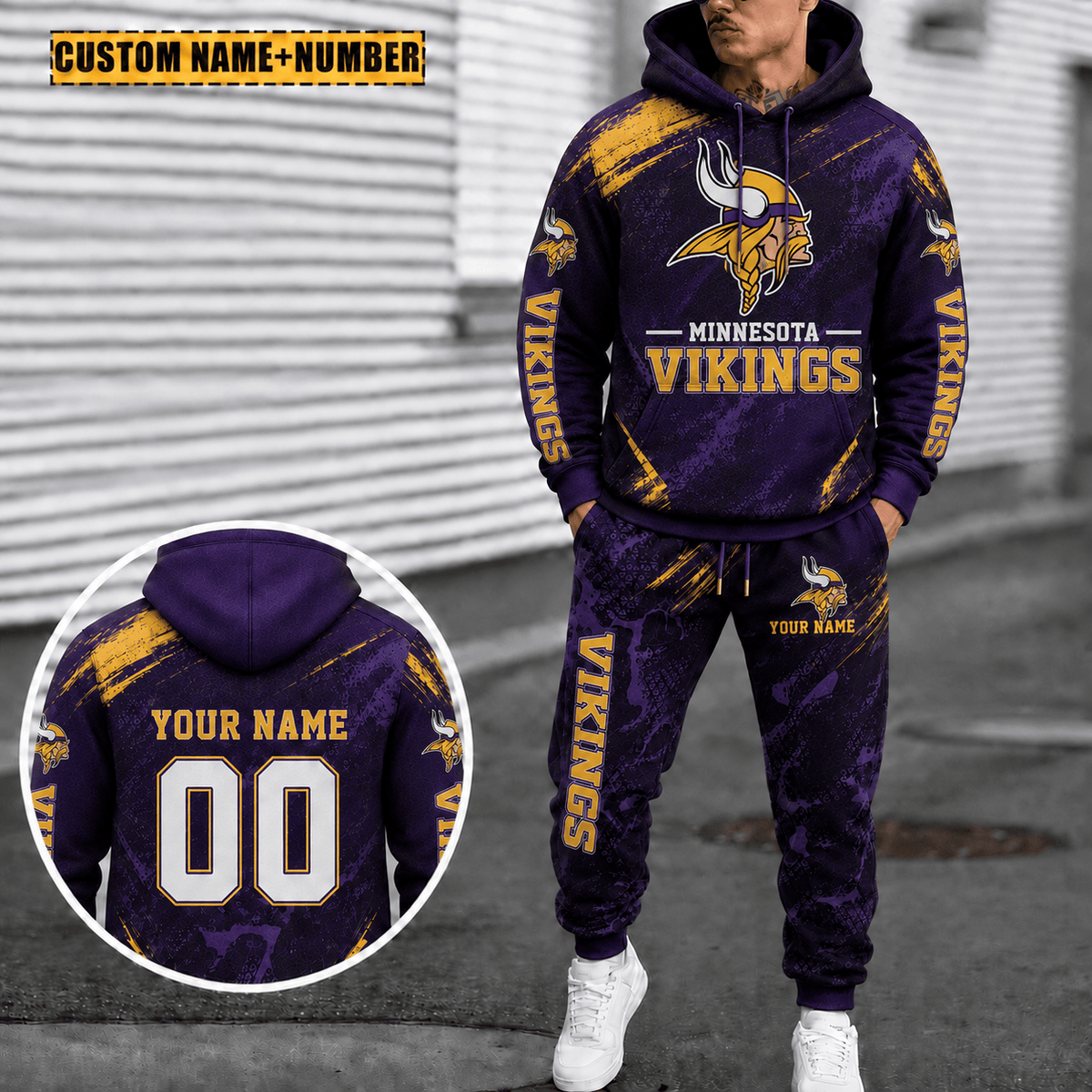 Minnesota Vikings Personalized Combo Hoodie And Sweatpants Gift For Fan VA1075