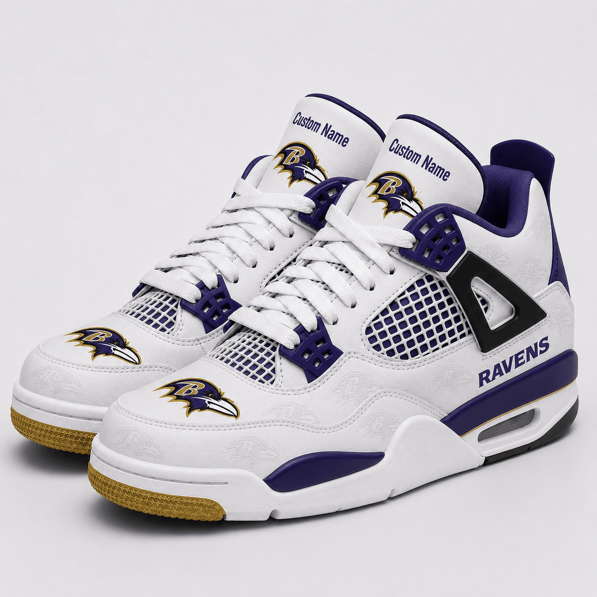Baltimore Ravens Personalized AJ4 Sneaker VA335
