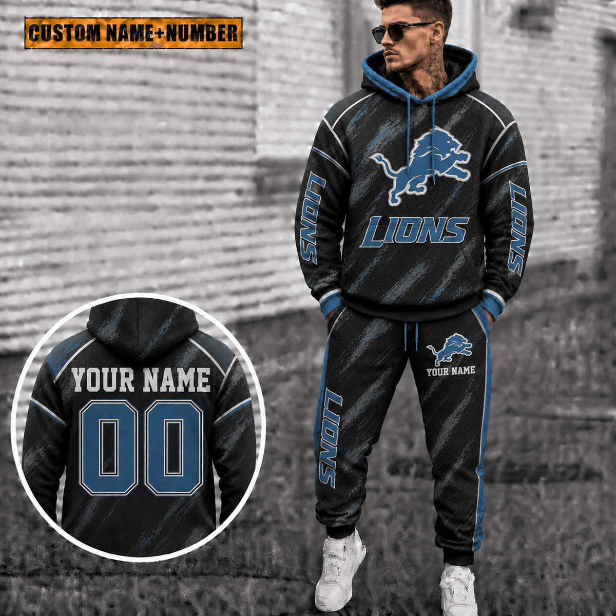 Detroit Lions Personalized Combo Hoodie And Sweatpants Gift For Fan VAN8249