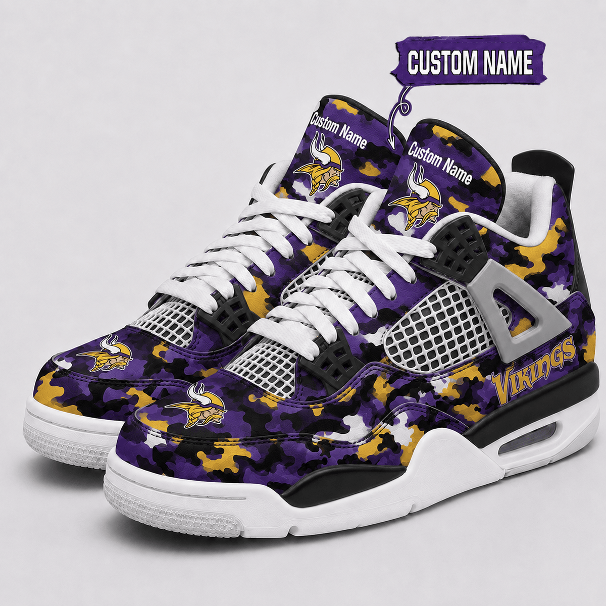 Minnesota Vikings Personalized AJ4 Sneaker VAN12124