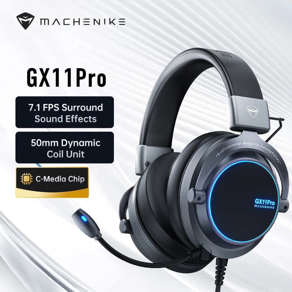 MACHENIKE GX11 Pro Wired Gaming Headset Hi-Fi 7.1 Surround Sound Gaming Headphone With Mic For PC PS