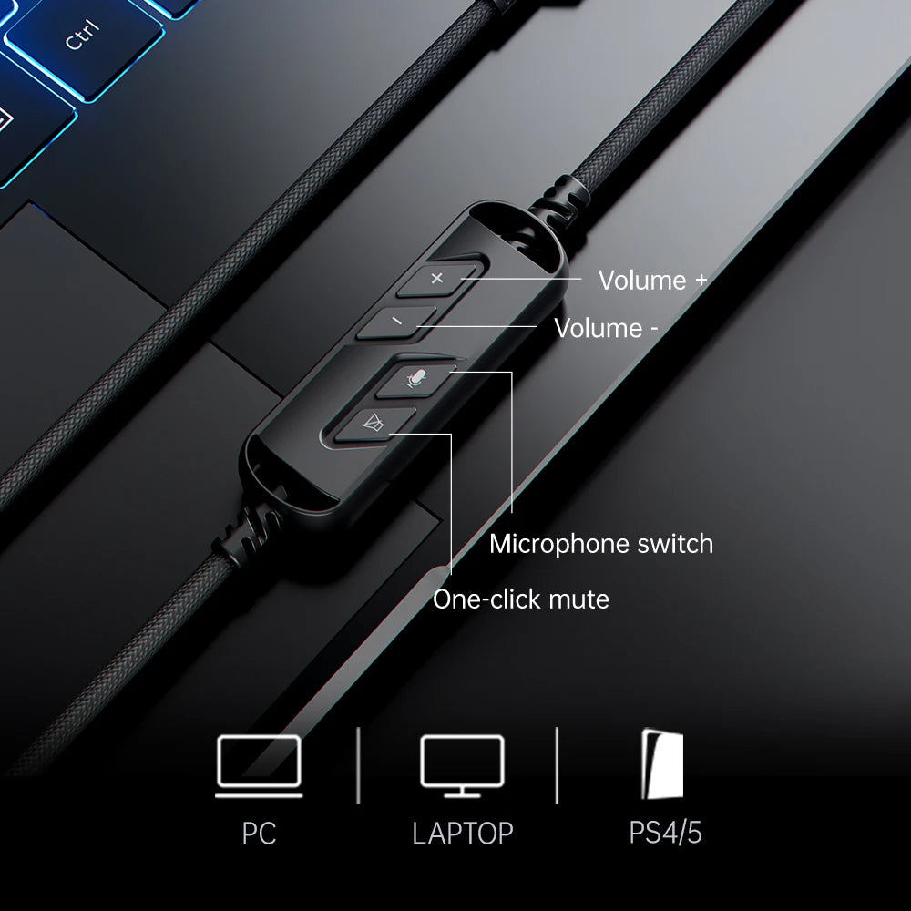 MACHENIKE GX11 Pro Wired Gaming Headset Hi-Fi 7.1 Surround Sound Gaming Headphone With Mic For PC PS