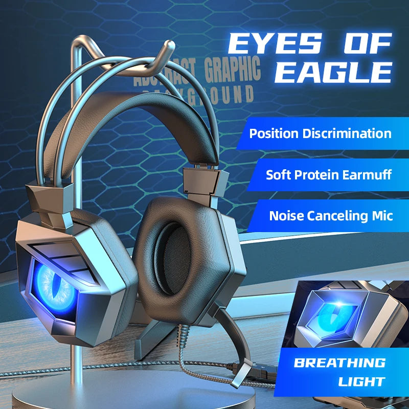 Professional Wired Gaming Headphones With Microphone Led Light For Computer PS4 PS5 Xbox Bass Stereo PC Gaming Headset Gifts