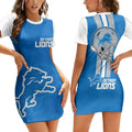 Detroit Lions Casual Short Sleeve Bodycon Mini Dress BG103