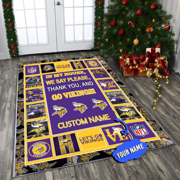 Minnesota Vikings Personalized Premium Rectangle Rug 33
