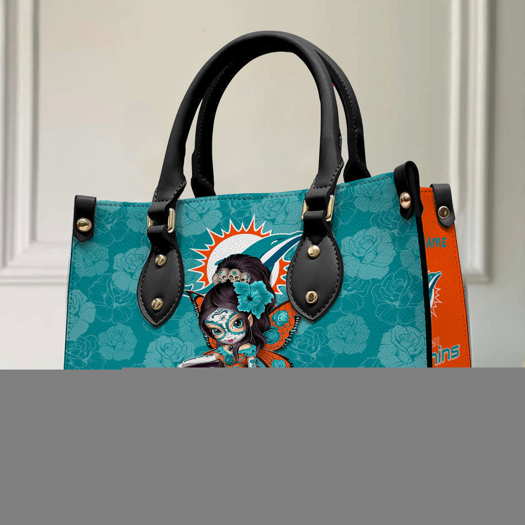 Miami Dolphins Personalized Leather Hand Bag BB67