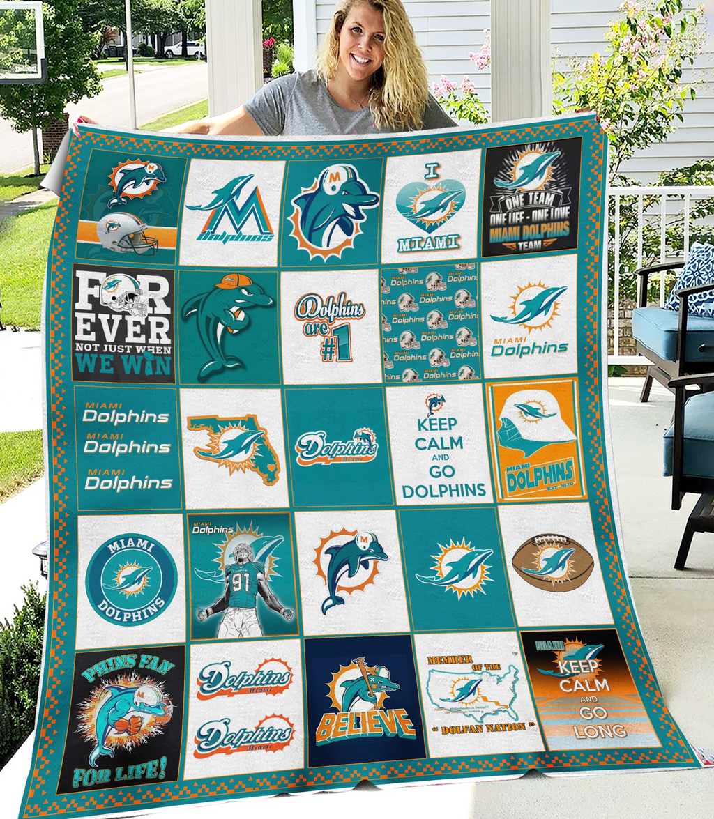 NFL Miami Dolphins Fleece Blanket & Quilt Nicegift BLQP9T0