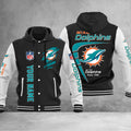 NFL Miami Dolphins (Your Name) Hooded Baseball Jacket 3D Nicegift HBJD2Q1