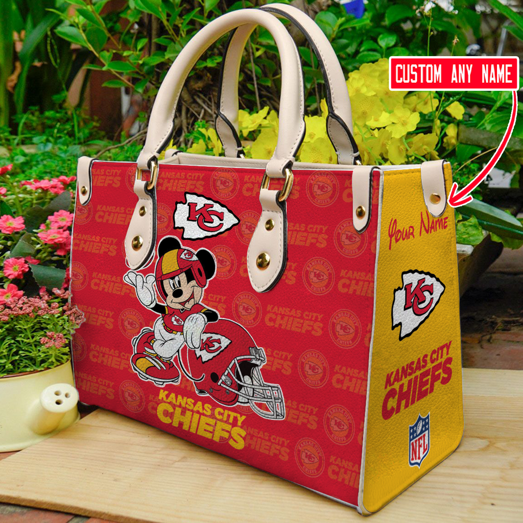 NFL Kansas City Chiefs Mickey Mouse (Your Name) Women 3D Small Handbag Nicegift WSHA7O1