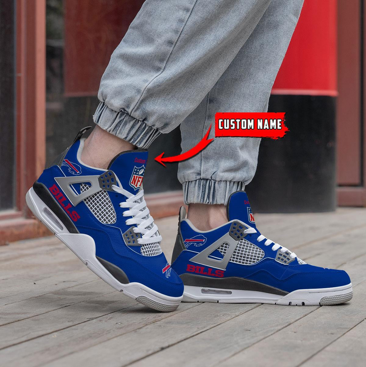 Buffalo Bills Personalized AJ4 Sneaker BG350