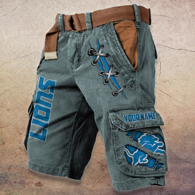 Detroit Lions Pocket Print Cargo Shorts (Belt Not Included) S9MCS140