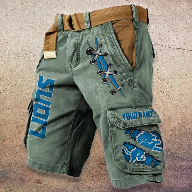 Detroit Lions Pocket Print Cargo Shorts (Belt Not Included) S9MCS140