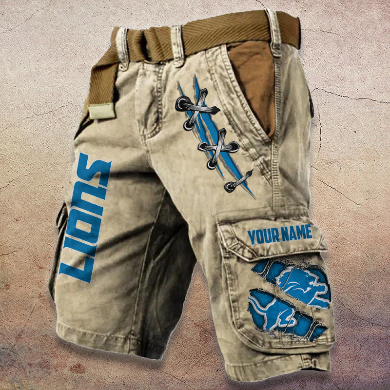 Detroit Lions Pocket Print Cargo Shorts (Belt Not Included) S9MCS140