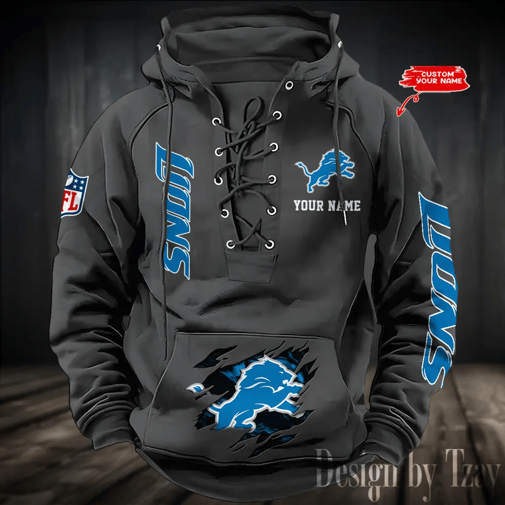 SPTS9HLUH107-Detroit Lions Men's Hooded Lace-up Hoodie