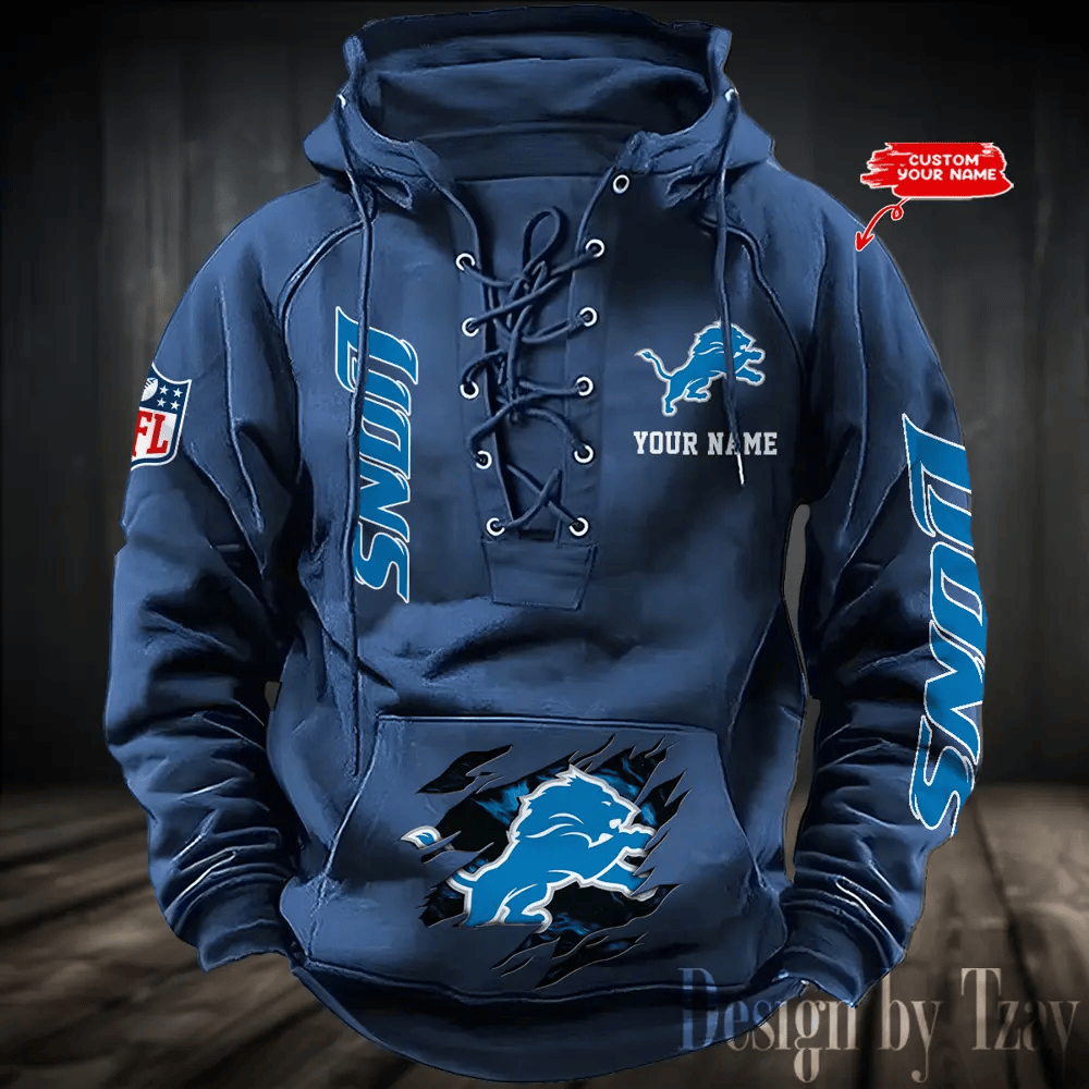 SPTS9HLUH107-Detroit Lions Men's Hooded Lace-up Hoodie