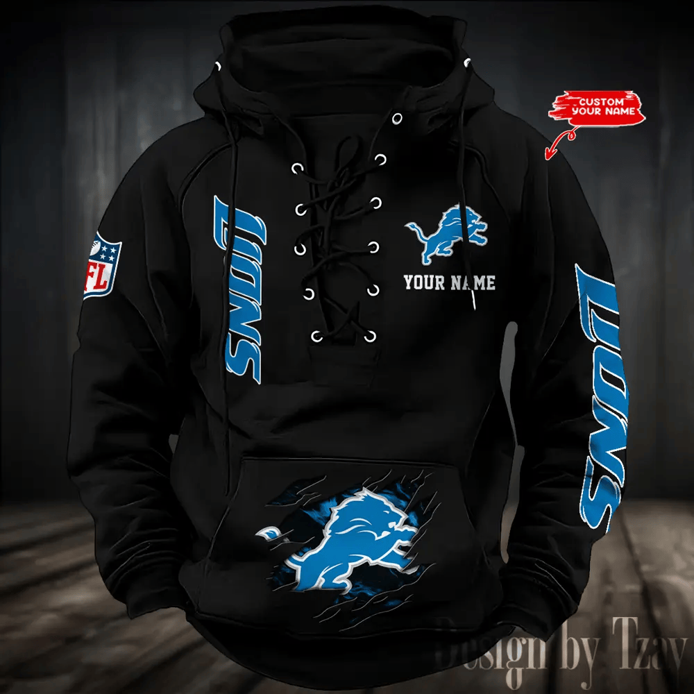 SPTS9HLUH107-Detroit Lions Men's Hooded Lace-up Hoodie