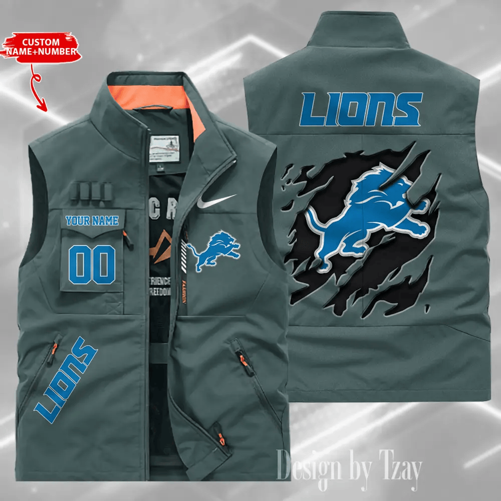 Detroit Lions Sleeveless Jacket Multicolor S9SLJK076