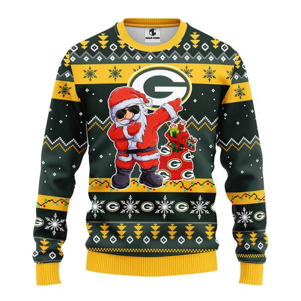 Green Bay Packers Dabbing Santa Claus Ugly Christmas Sweater BGSWT166