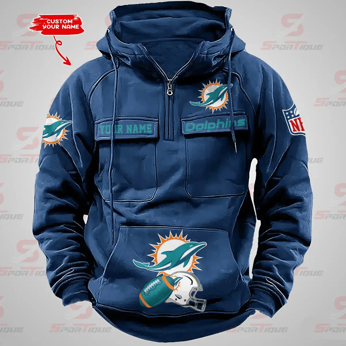 Miami Dolphins Vintage Men Hoodie AZVMHD370