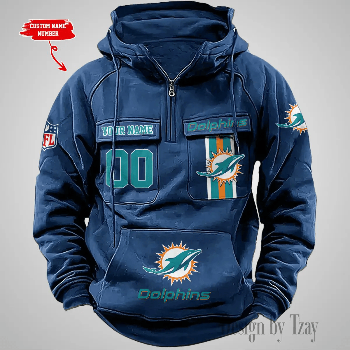 Miami Dolphins Vintage Men Hoodie DV2 AZVMHD431
