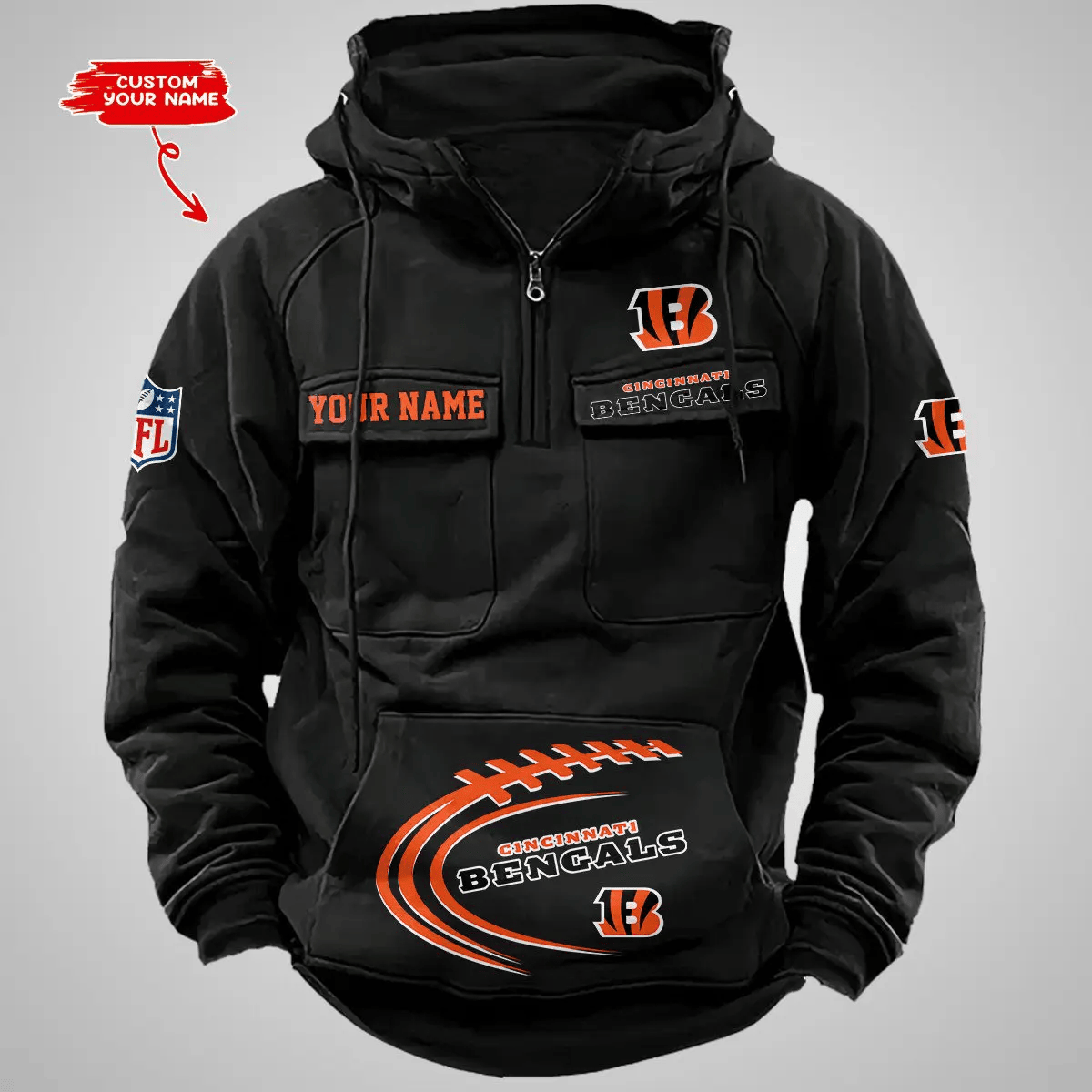 Cincinnati Bengals Vintage Men Hoodie AZVMHD116