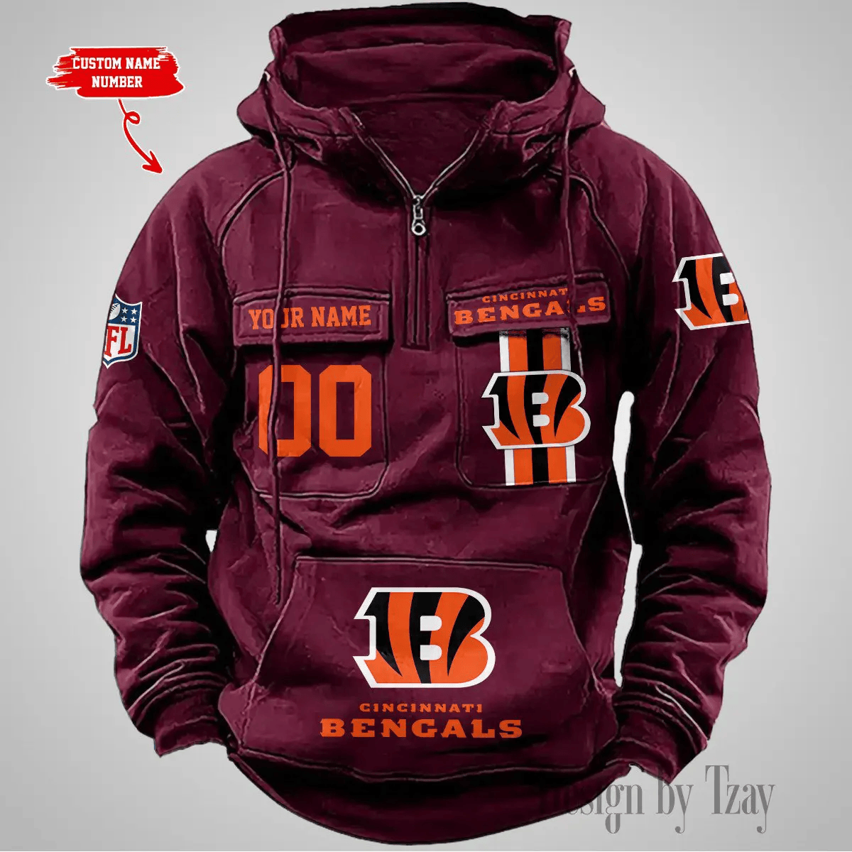 Cincinnati Bengals Vintage Men Hoodie DV2 AZVMHD418