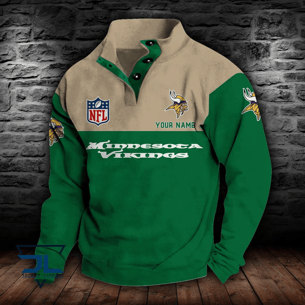 Minnesota Vikings Premium Stand-Collar Game-Day Pullover - Engineered Warmth & Personalized Name S9DBSCH021