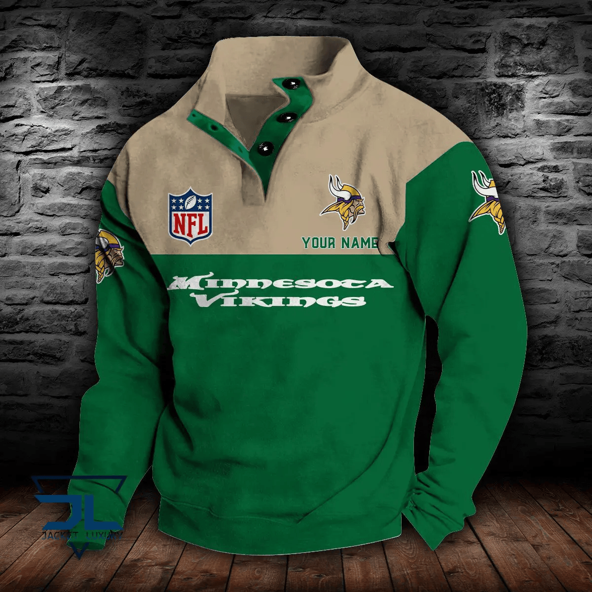 Minnesota Vikings Premium Stand-Collar Game-Day Pullover - Engineered Warmth & Personalized Name S9DBSCH021