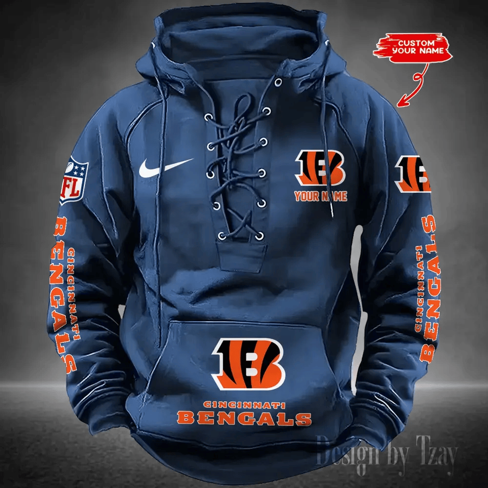 SPTS9HLUH071-Cincinnati Bengals Men's Hooded Lace-up Hoodie