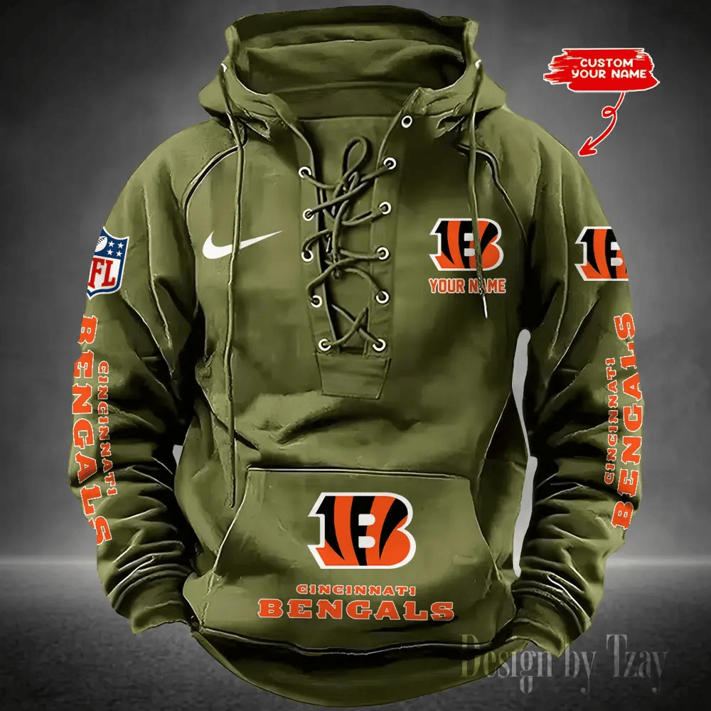 SPTS9HLUH071-Cincinnati Bengals Men's Hooded Lace-up Hoodie
