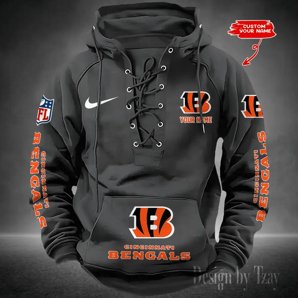 SPTS9HLUH071-Cincinnati Bengals Men's Hooded Lace-up Hoodie