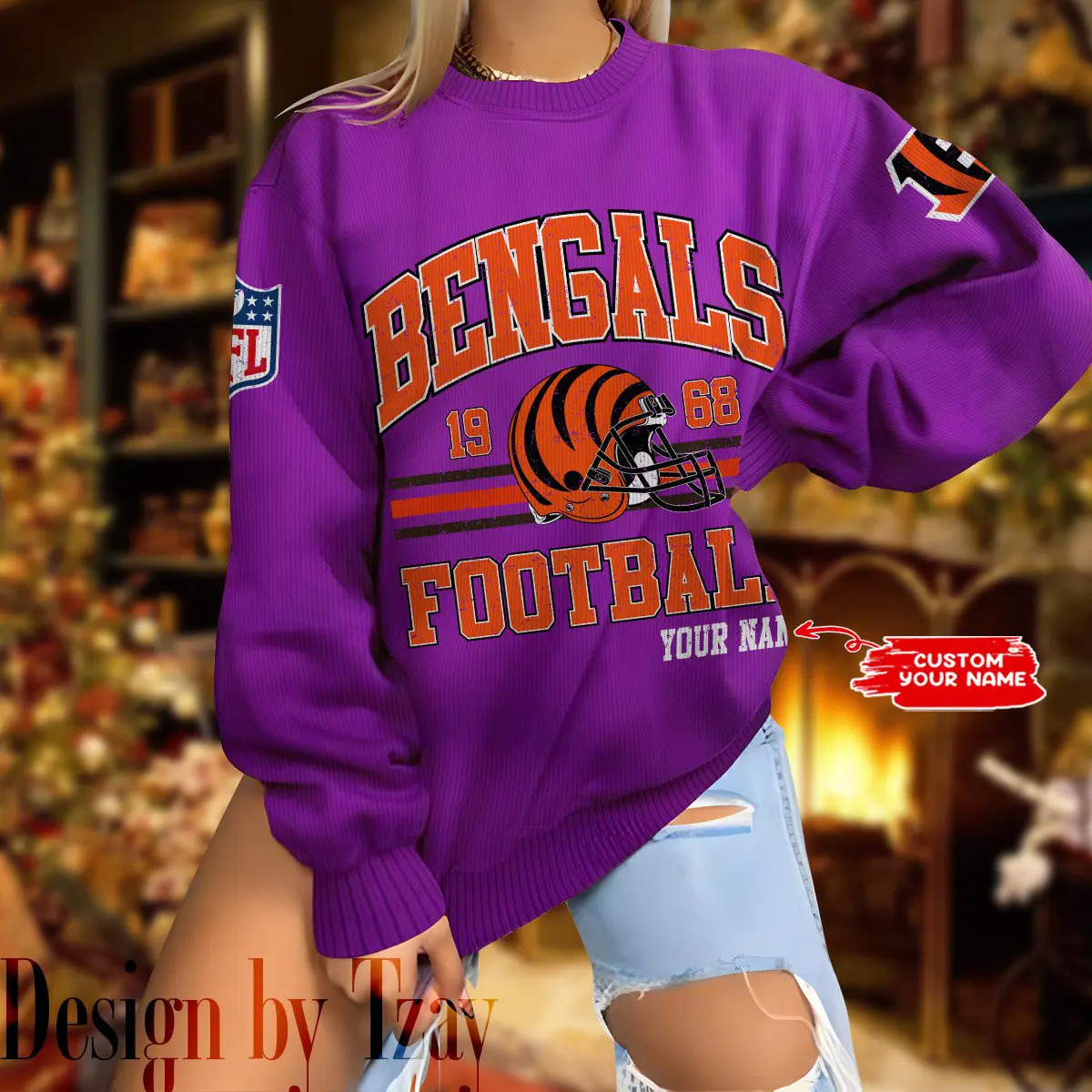 Cincinnati Bengals Personalized Fashion Design New Woolen Sweater  BGSWT302