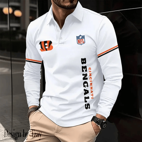 Cincinnati Bengals Long Sleeve Polo Shirt DV7 SPTLSPS007