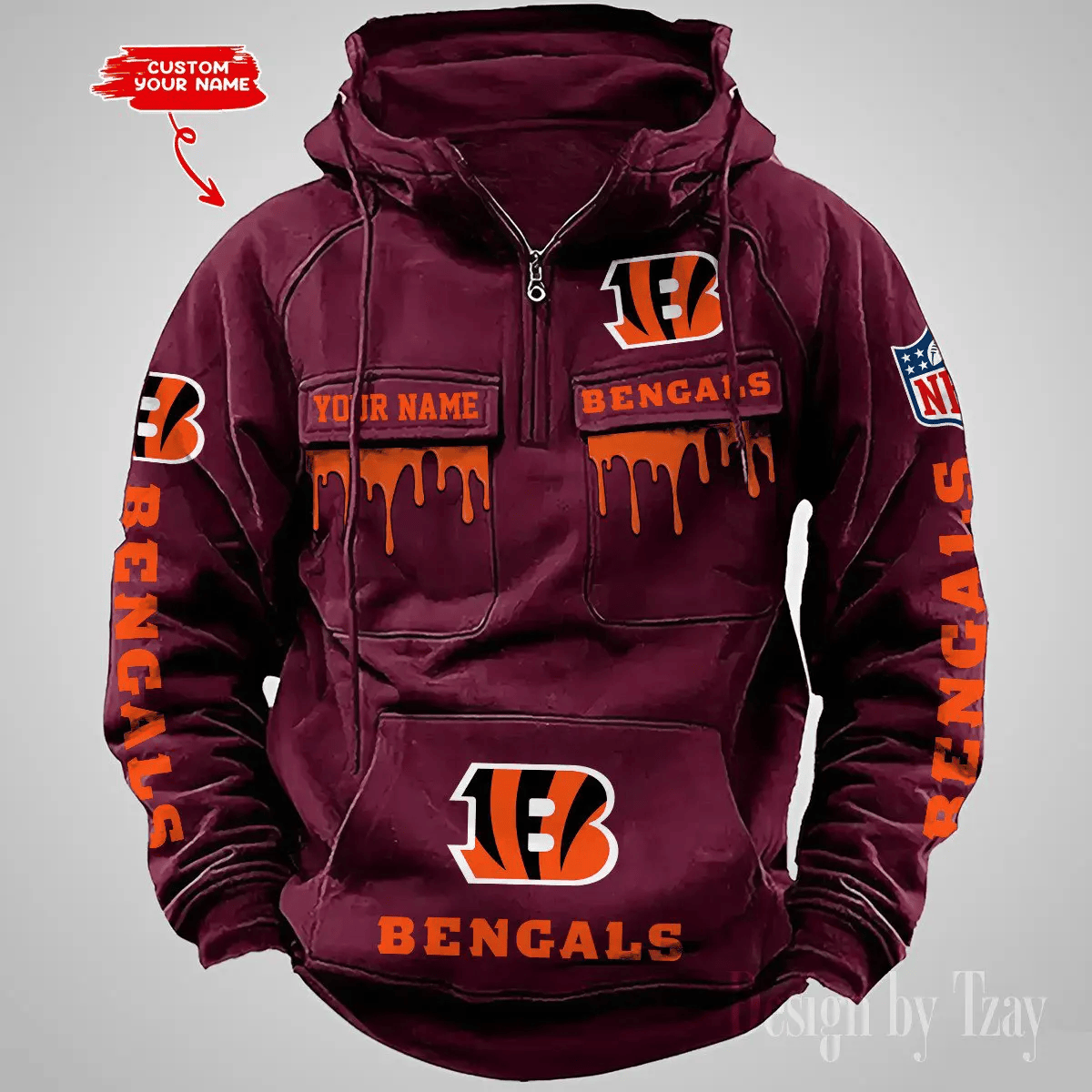 SPTAZVMHD482-Cincinnati Bengals Vintage Men Hoodie DV22
