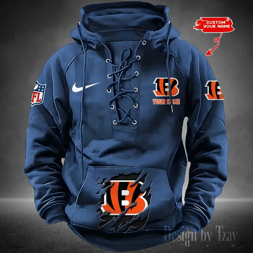 SPTS9HLUH007-Cincinnati Bengals Men's Hooded Lace-up Hoodie