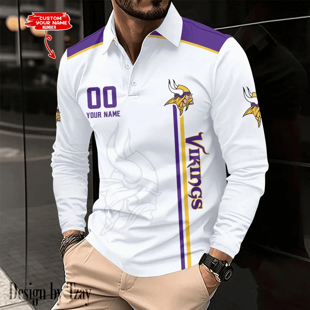 Minnesota Vikings Long Sleeve Polo Shirt DV7 SPTLSPS043