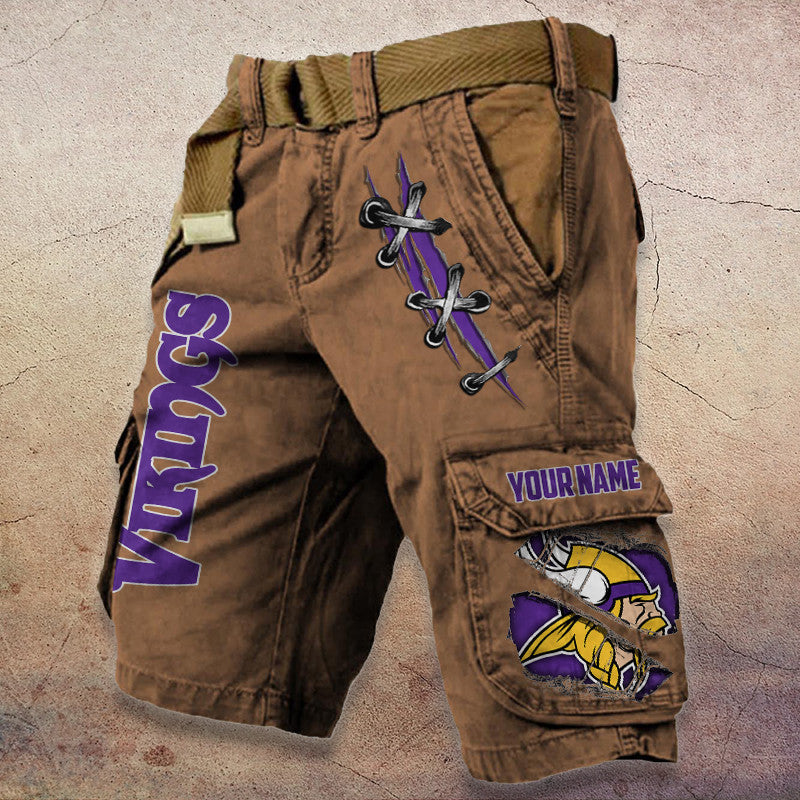 Minnesota Vikings Pocket Print Cargo Shorts (Belt Not Included) S9MCS150